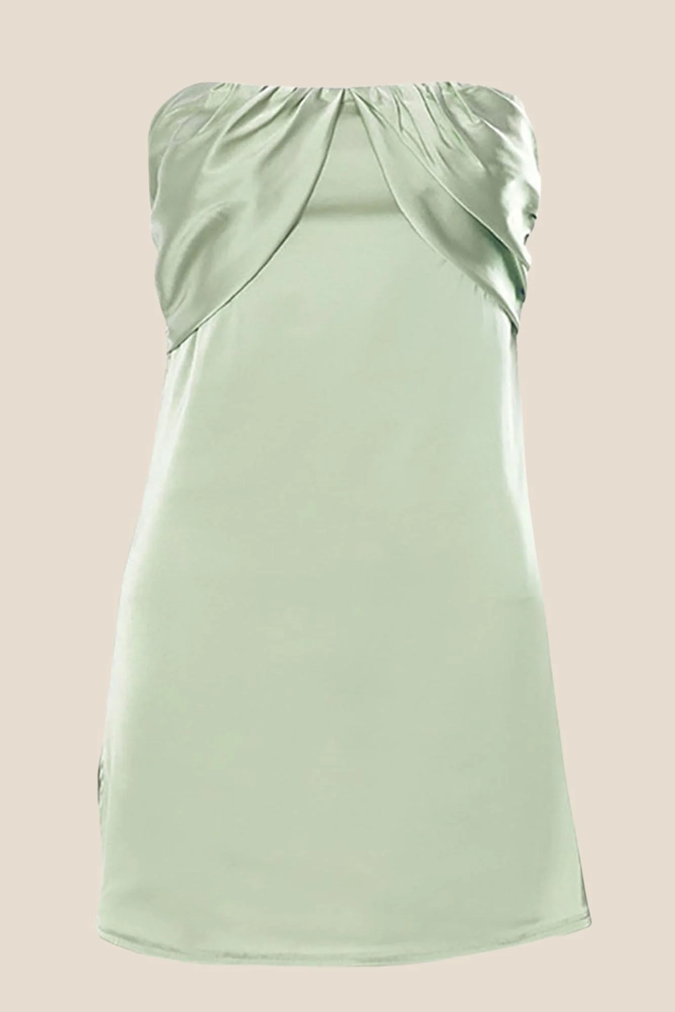 Strapless Ruched Green Split Mini Dress
