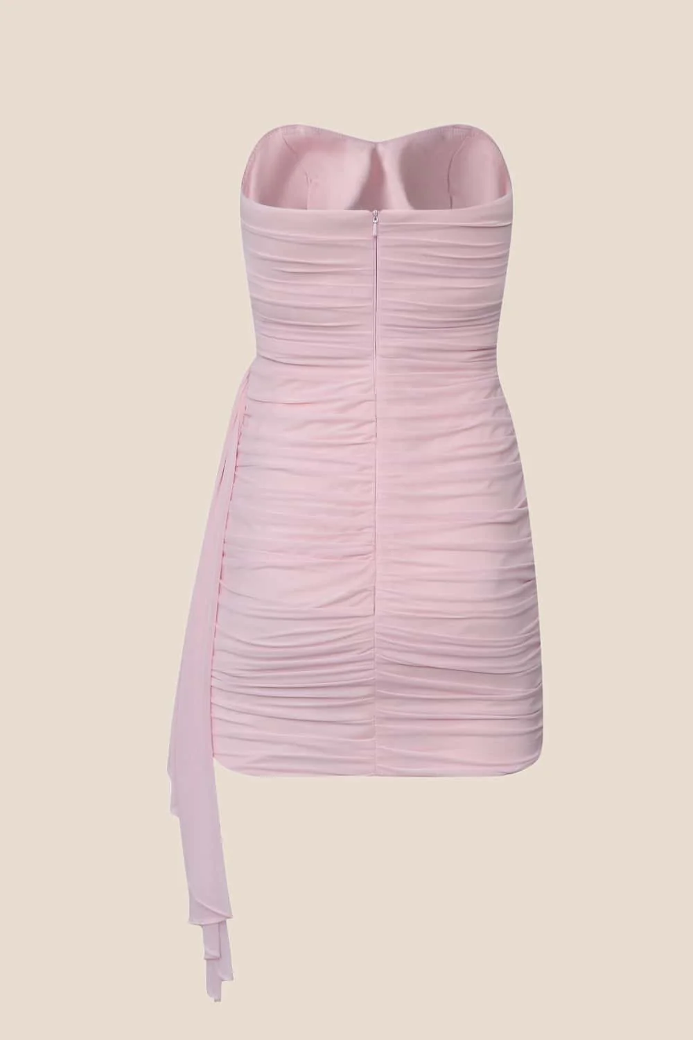 Strapless Ruched Tight Dress with Train - Image 3