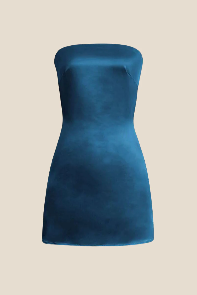 Strapless Sage Green Back Tie Short Dress - Image 5