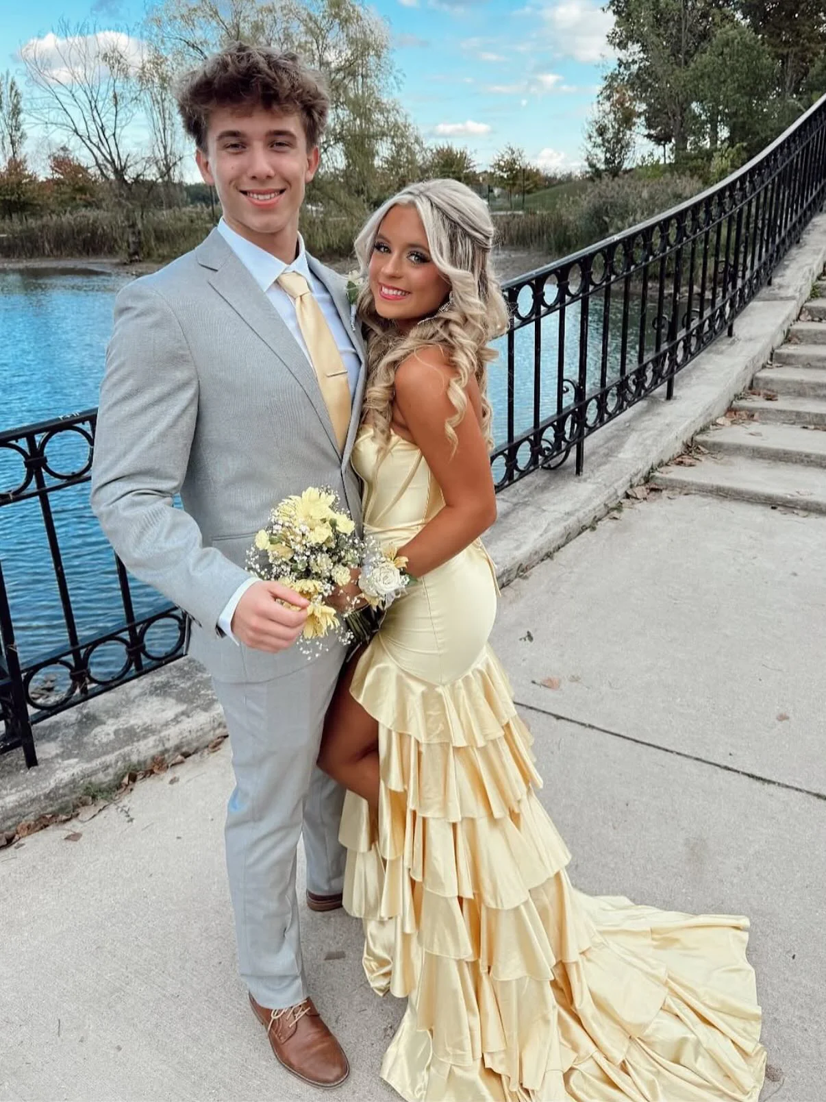 Strapless Sage Green Tiered Long Dress with Slit - Image 4