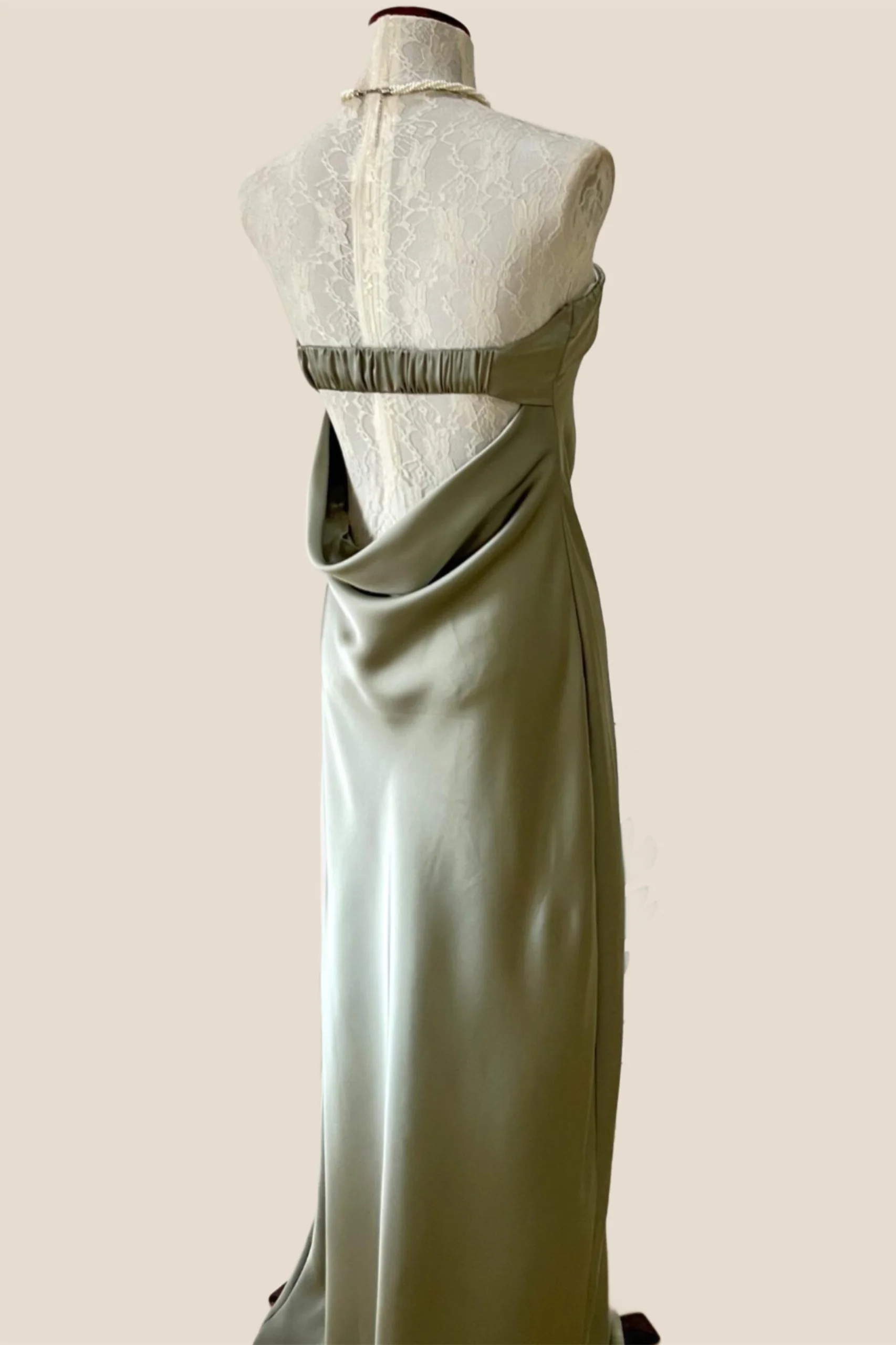 Strapless Sage Sheath Party Dress - Image 13
