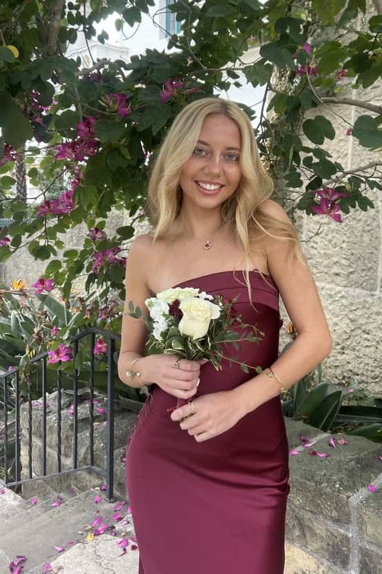 Strapless Sage Sheath Party Dress - Image 4