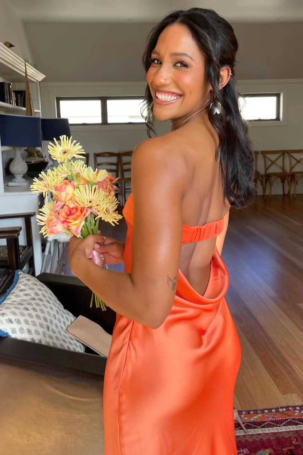 Strapless Sage Sheath Party Dress - Image 5