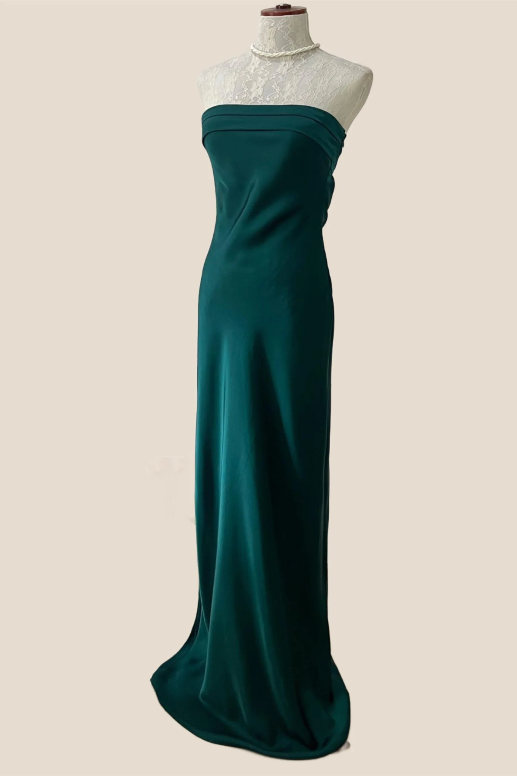 Strapless Sage Sheath Party Dress - Image 9