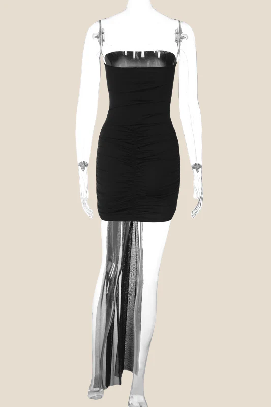 Strapless White Ruched Short Dress with Ribbon - Image 8