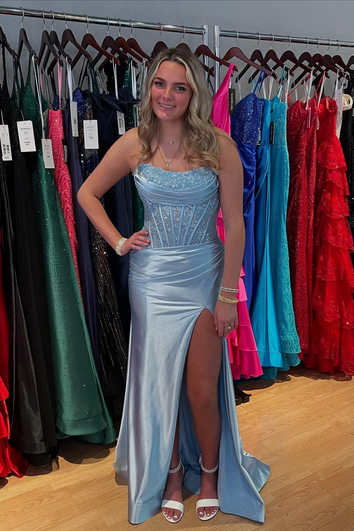 Strapless Pink Appliques Mermaid Long Dress - Image 2