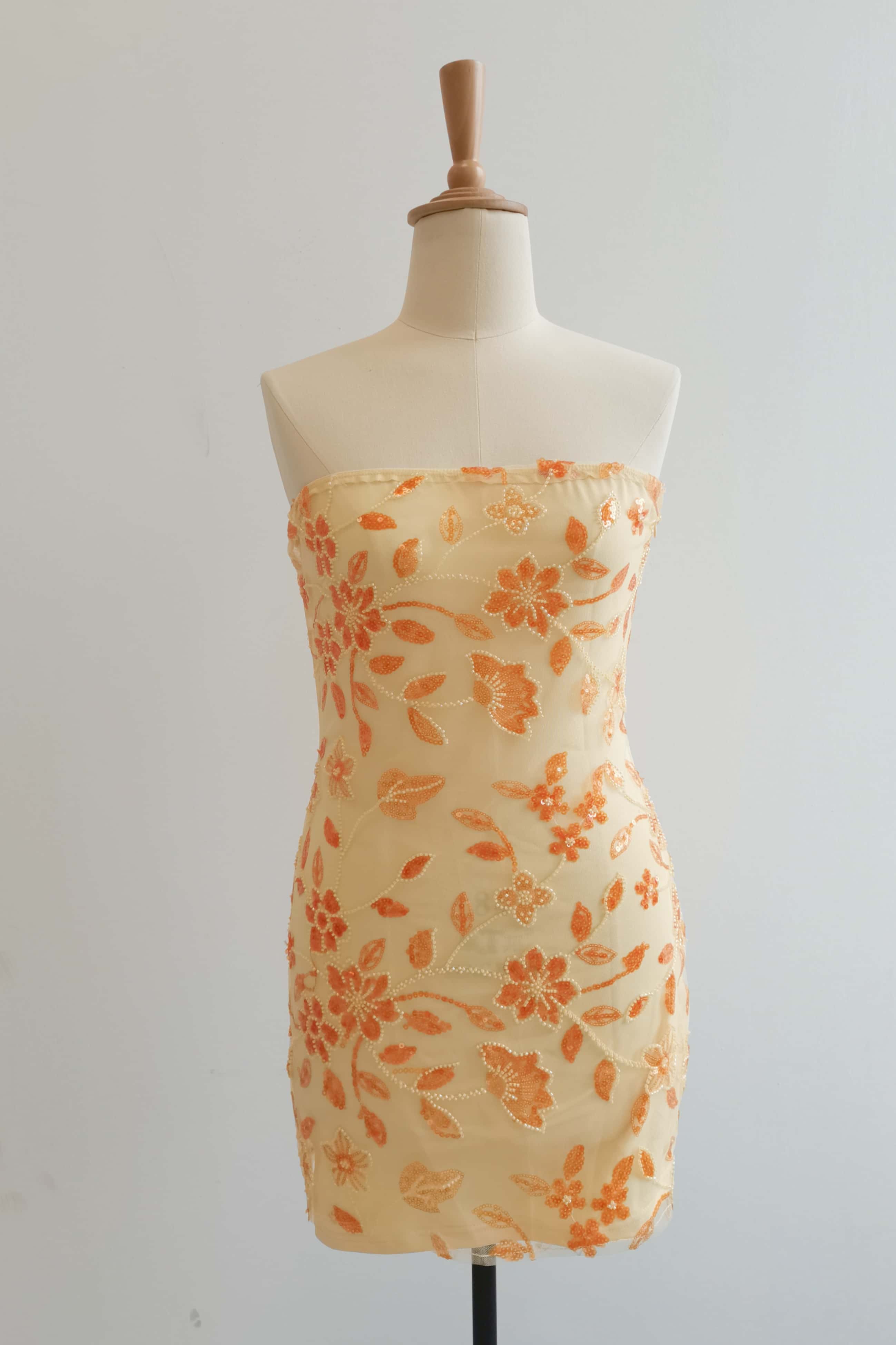 Strapless Pink Beaded Flowers Tight Short Dress - Image 10