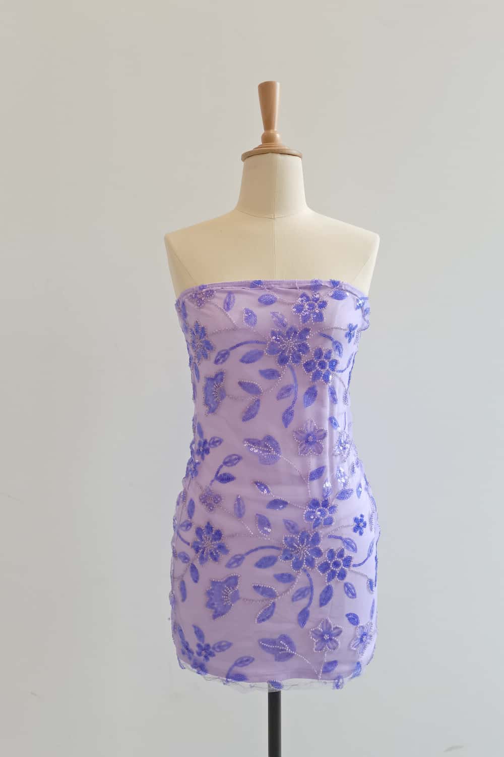 Strapless Pink Beaded Flowers Tight Short Dress - Image 17