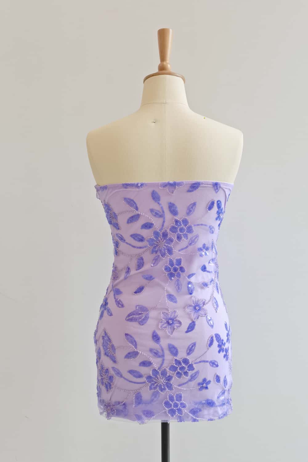 Strapless Pink Beaded Flowers Tight Short Dress - Image 16