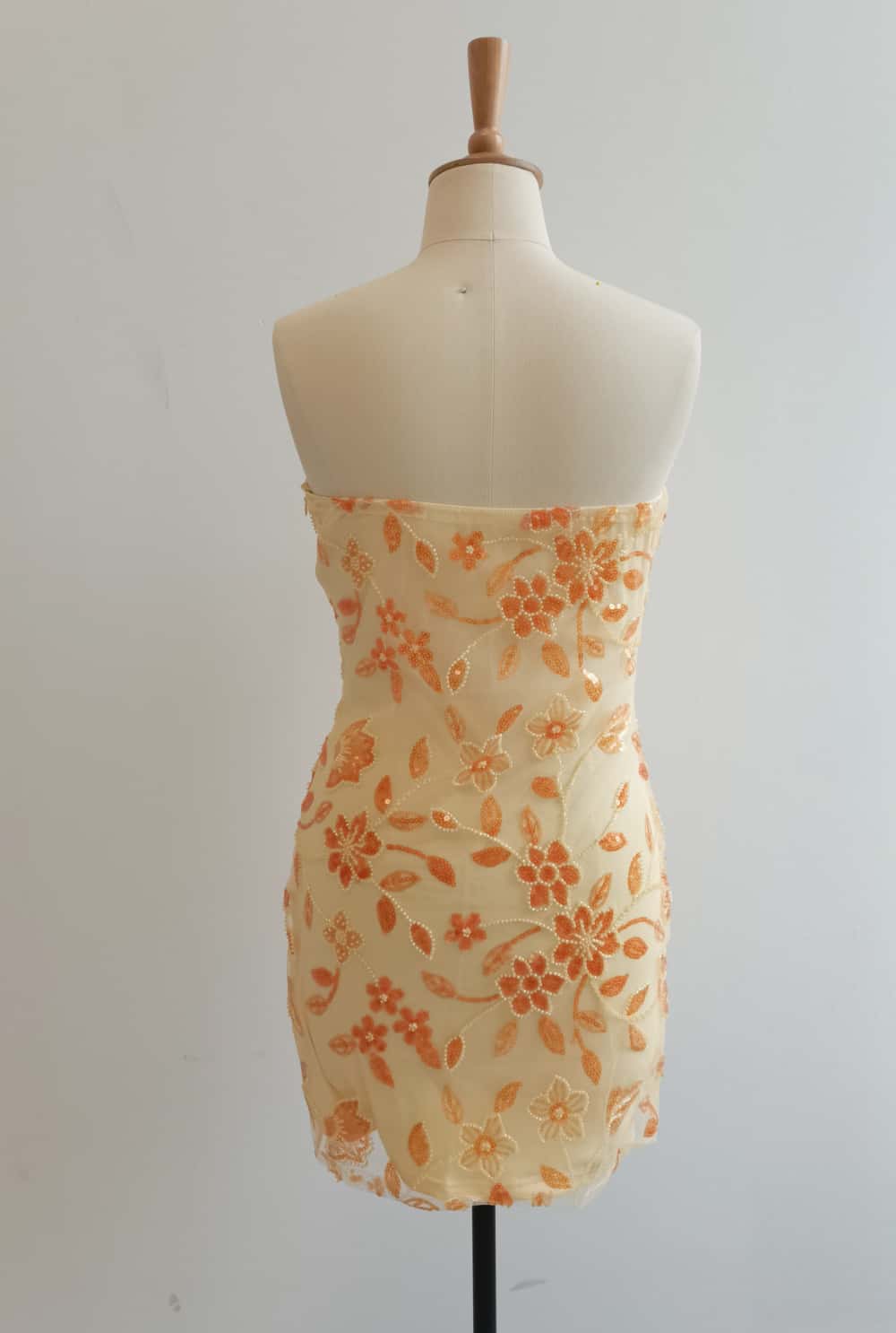 Strapless Pink Beaded Flowers Tight Short Dress - Image 11