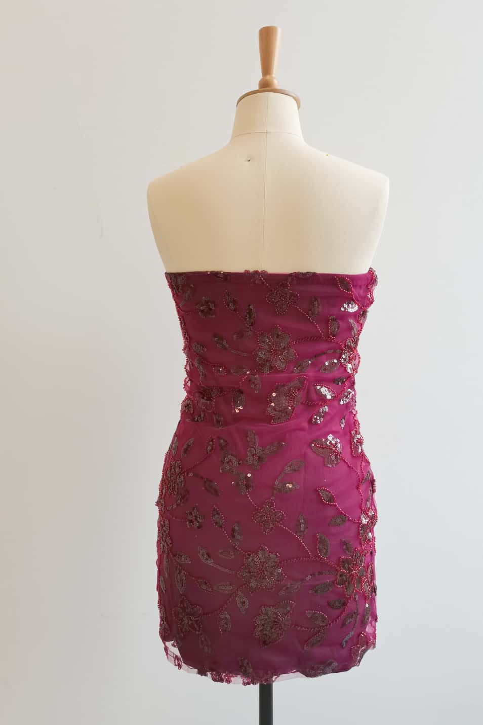Strapless Pink Beaded Flowers Tight Short Dress - Image 15