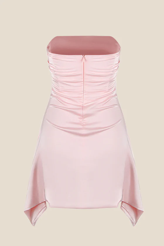 Strapless Black Ruched Short Homecoming Dress - Image 6