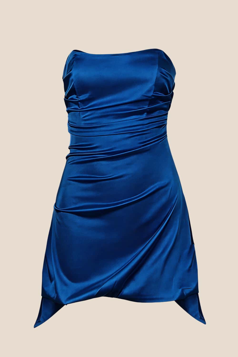 Strapless Yellow Ruched Short Dress - Image 13