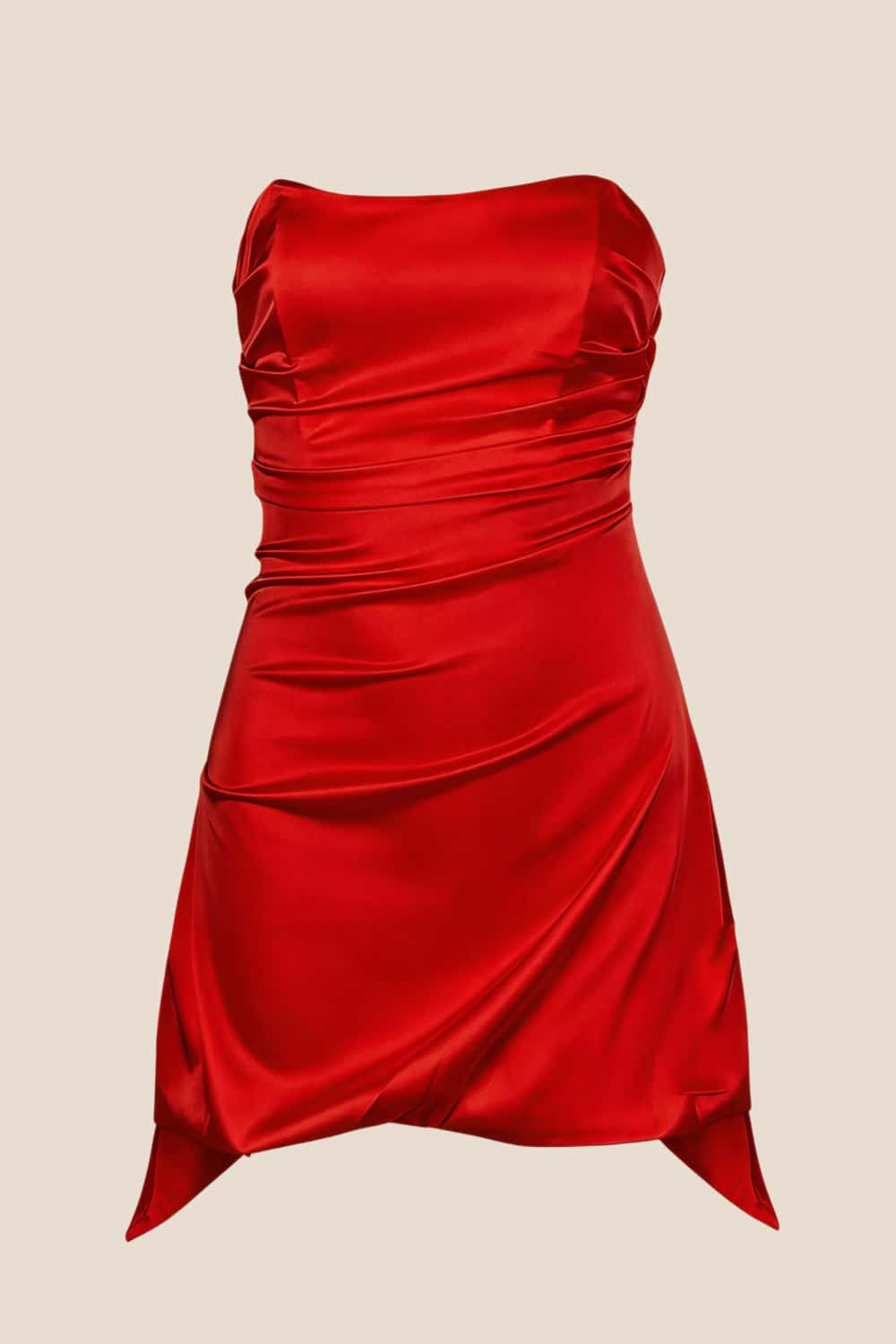 Strapless Yellow Ruched Short Dress - Image 14