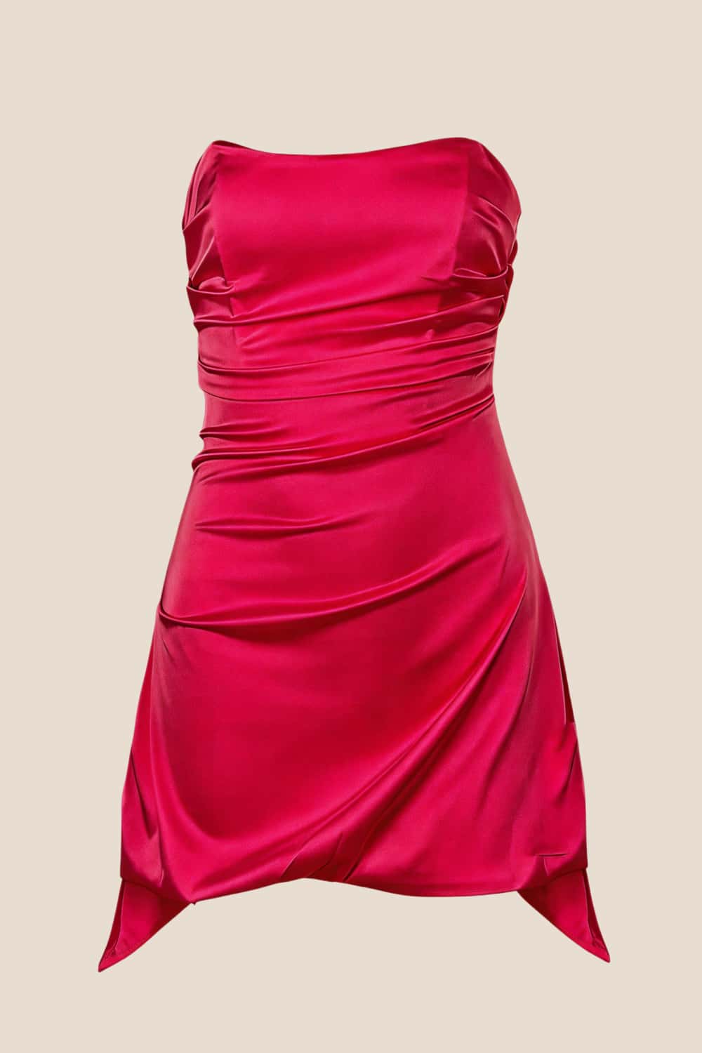 Strapless Yellow Ruched Short Dress - Image 15