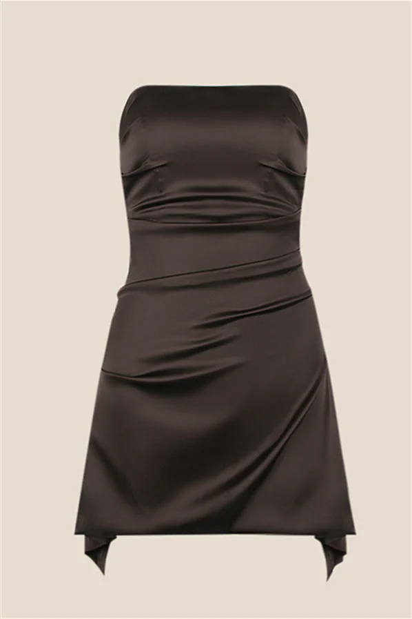 Strapless Black Ruched Short Homecoming Dress - Image 11