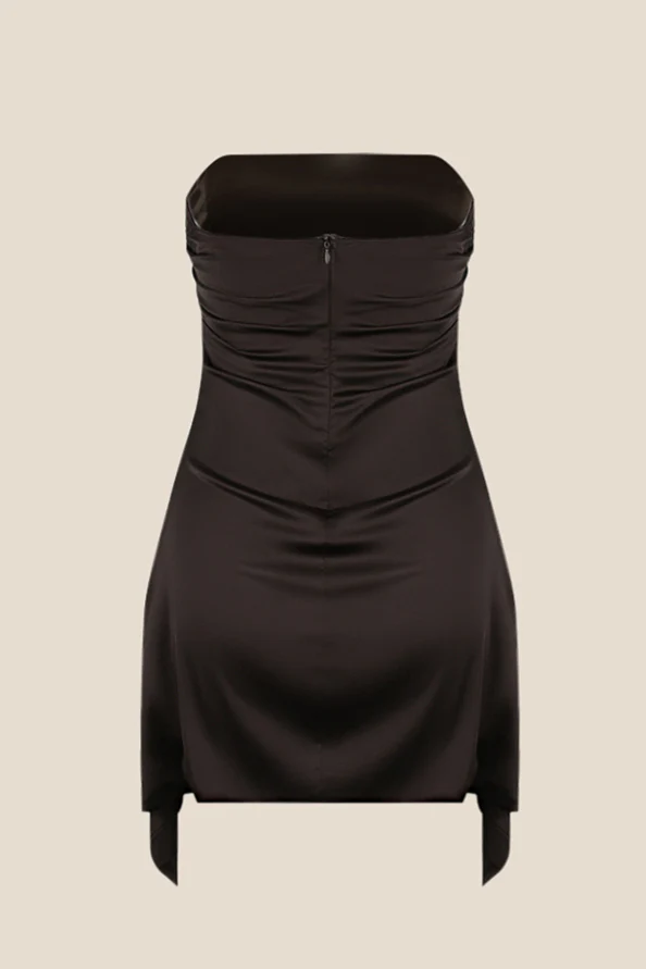 Strapless Black Ruched Short Homecoming Dress - Image 12