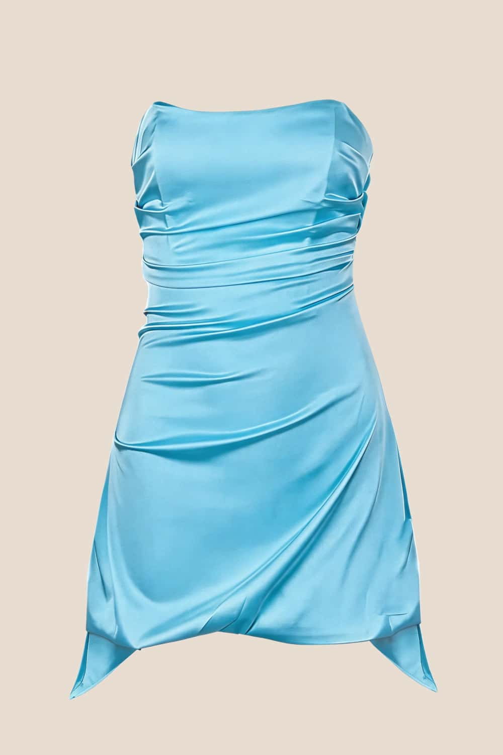 Strapless Yellow Ruched Short Dress - Image 4