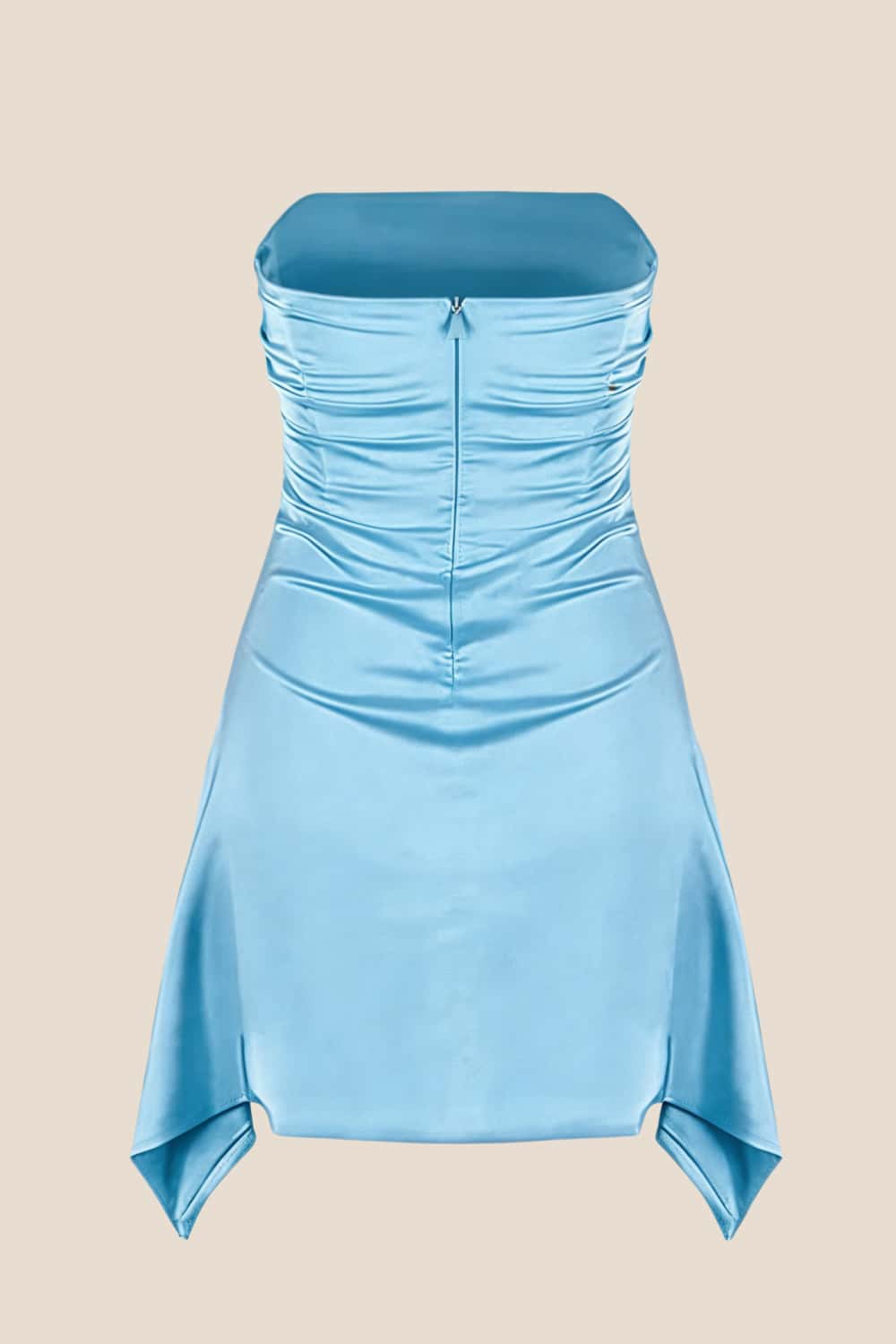 Strapless Yellow Ruched Short Dress - Image 5