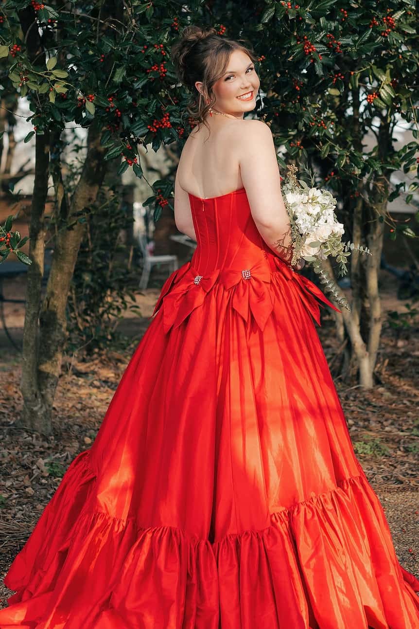 Strapless Yellow Ruffle A-line Long Dress with Bow - Image 4