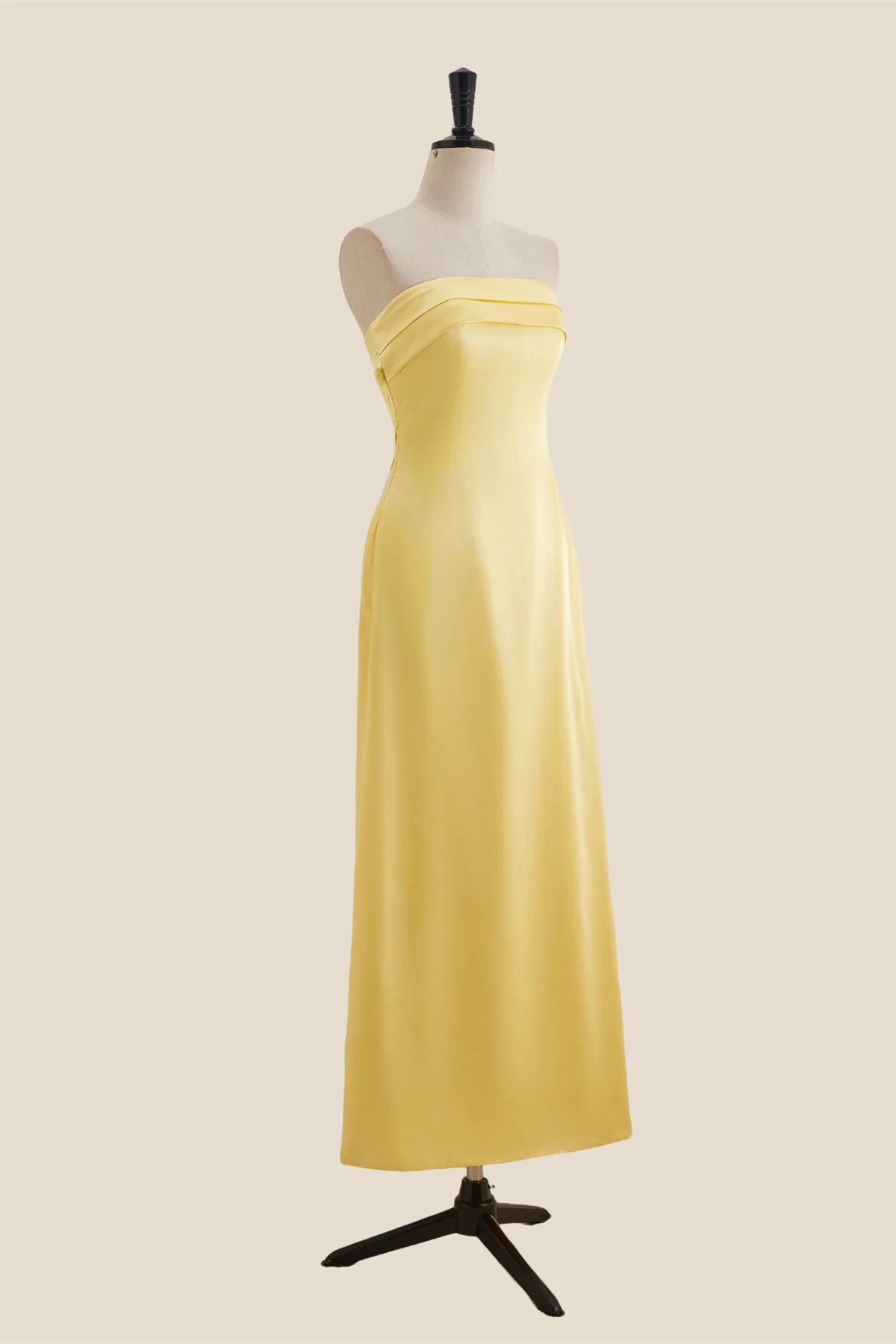 Strapless Yellow A-line Long Party Dress - Image 5