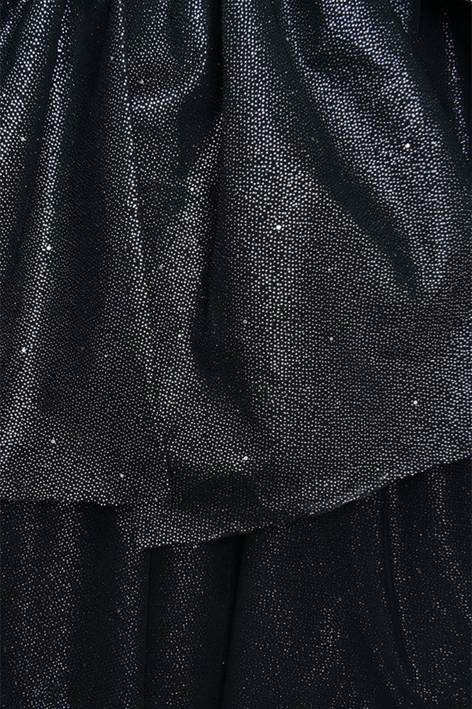 Straps Black Back Bow Sparkle Tulle Short Dress - Image 6