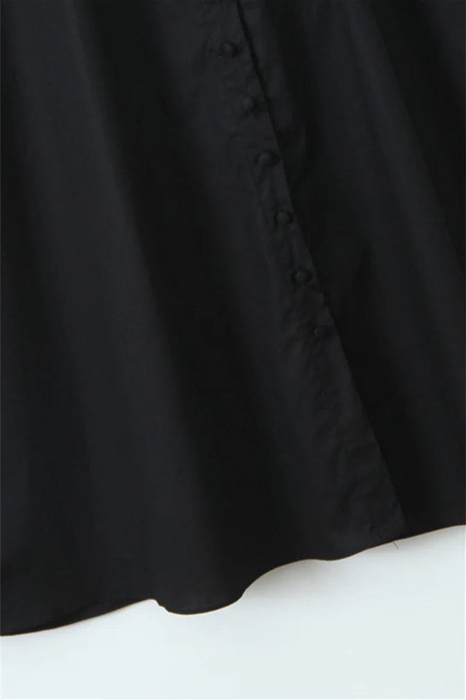 Straps Black Button Front Summer Dress with Lace - Image 7