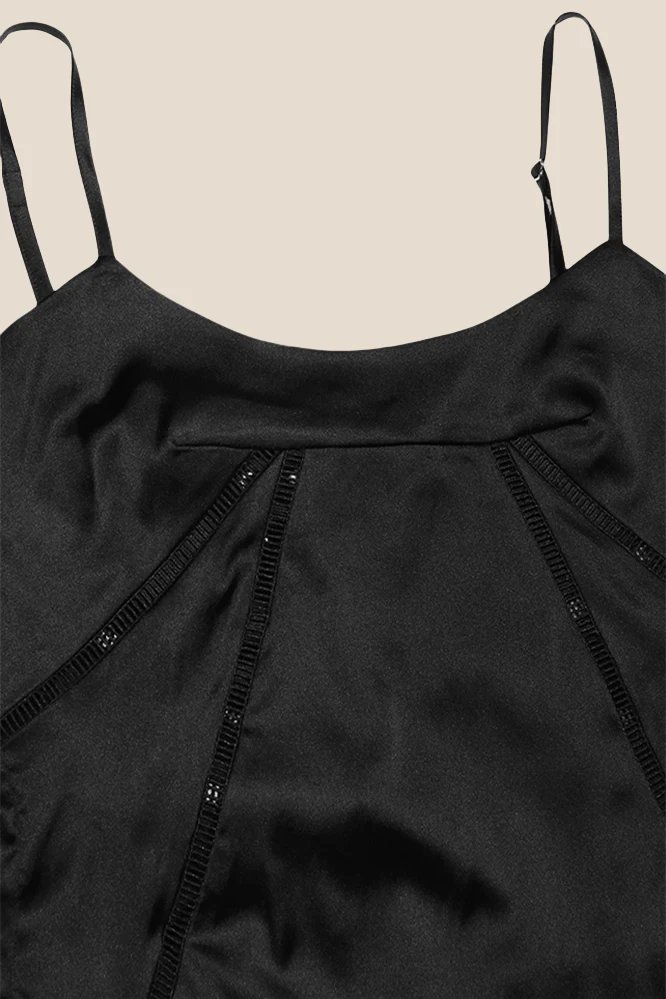 Straps Black Lace-up Back A-line Long Dress - Image 4