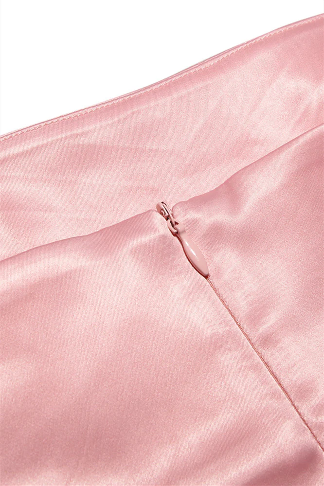 Straps Pink Satin Short Party Dress - Image 10
