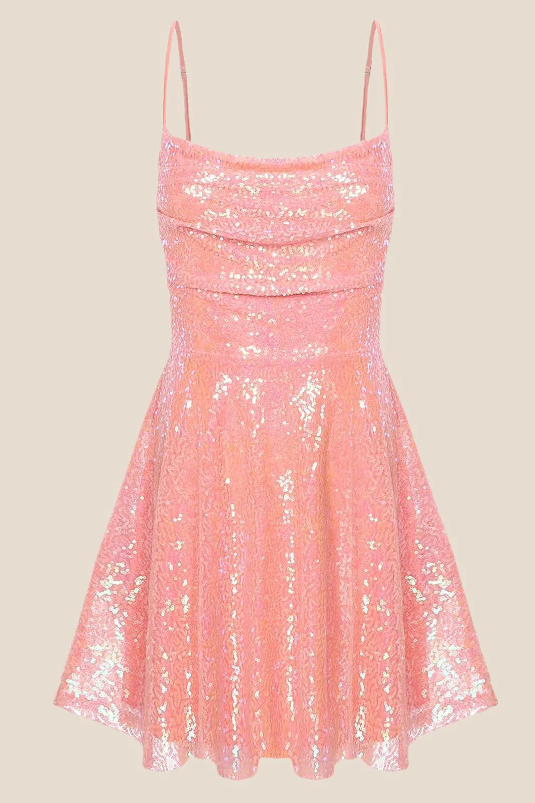 Straps Hot Pink Sequin Short Homecoming Dress - Image 5