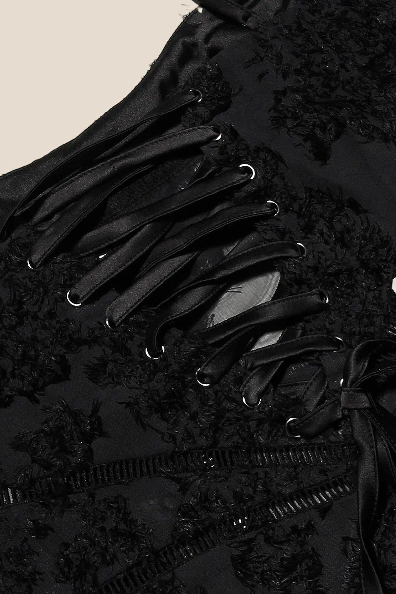 Straps Black Sheer Lace Long Dress - Image 5