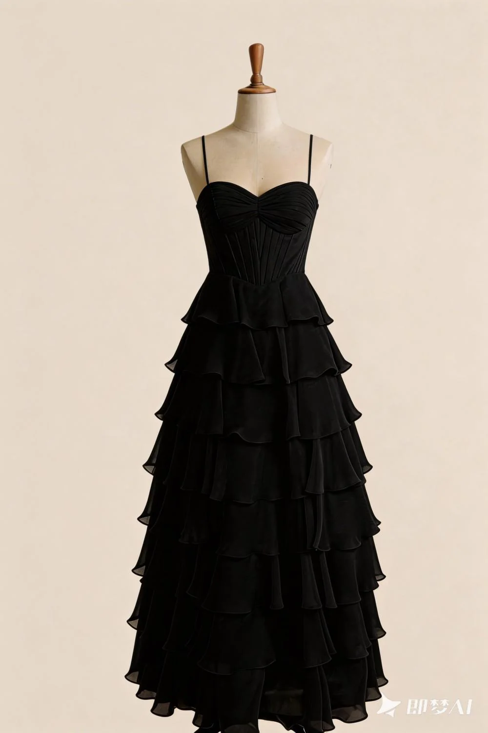 Straps Blue Chiffon Ruffle A-line Prom Dress - Image 5