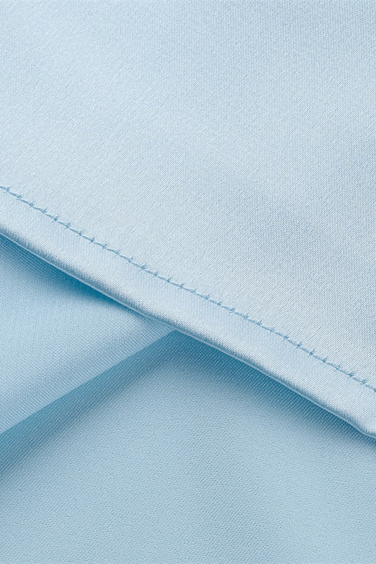 Straps Blue Ruched Fitted Short Dress - Image 8