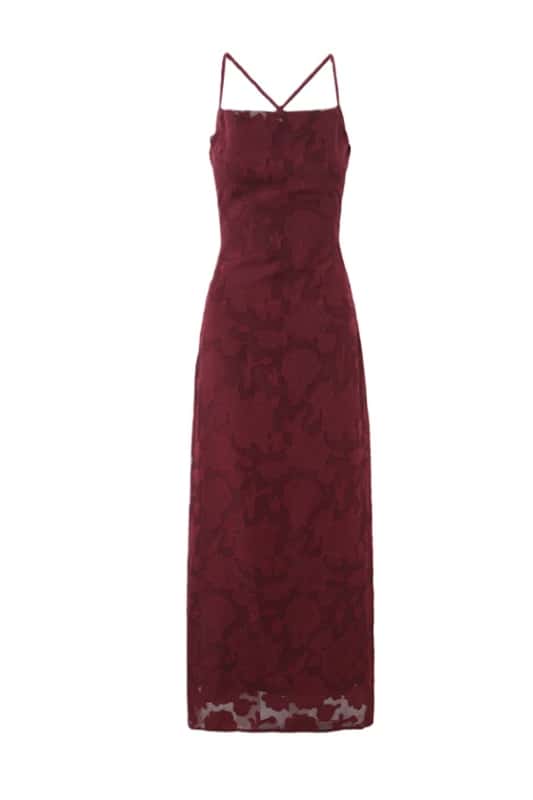 Straps Blue Lace Fitted Long Dress - Image 3