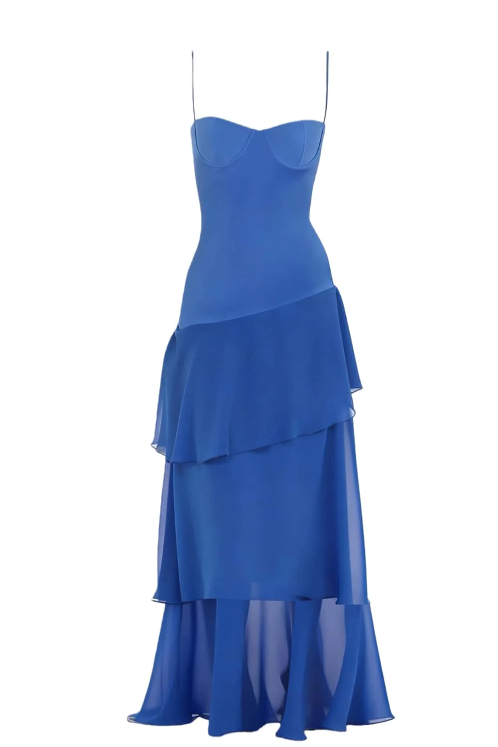 Straps Butter Yellow Chiffon Ruffle Maxi Dress - Image 10