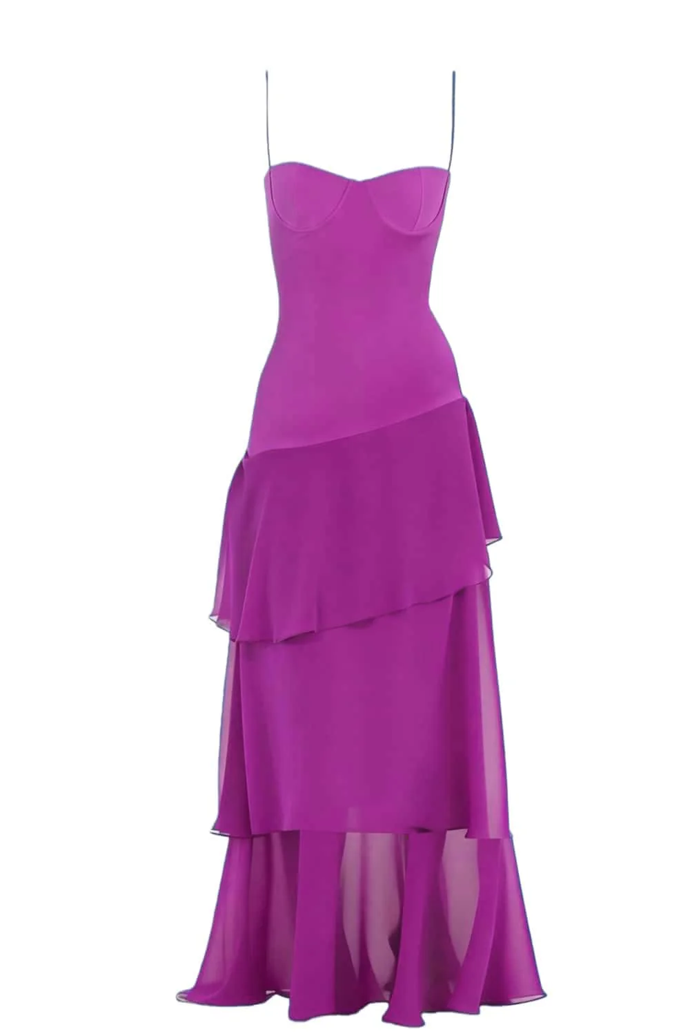 Straps Butter Yellow Chiffon Ruffle Maxi Dress - Image 11