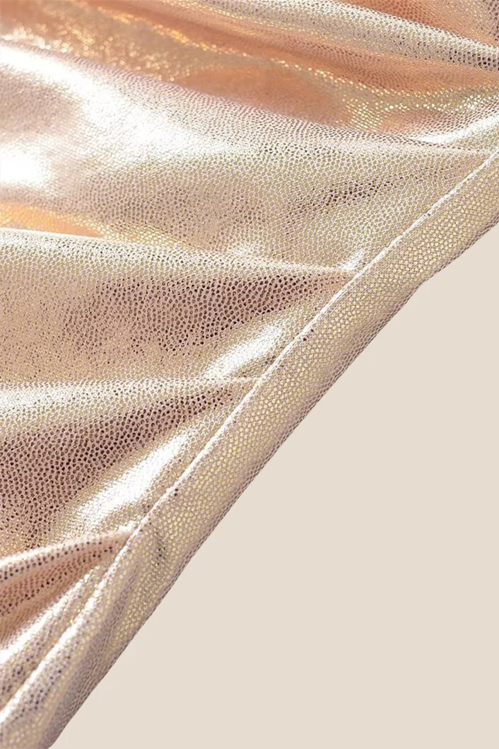 Straps Champagne Ruched Tight Short Dress - Image 4
