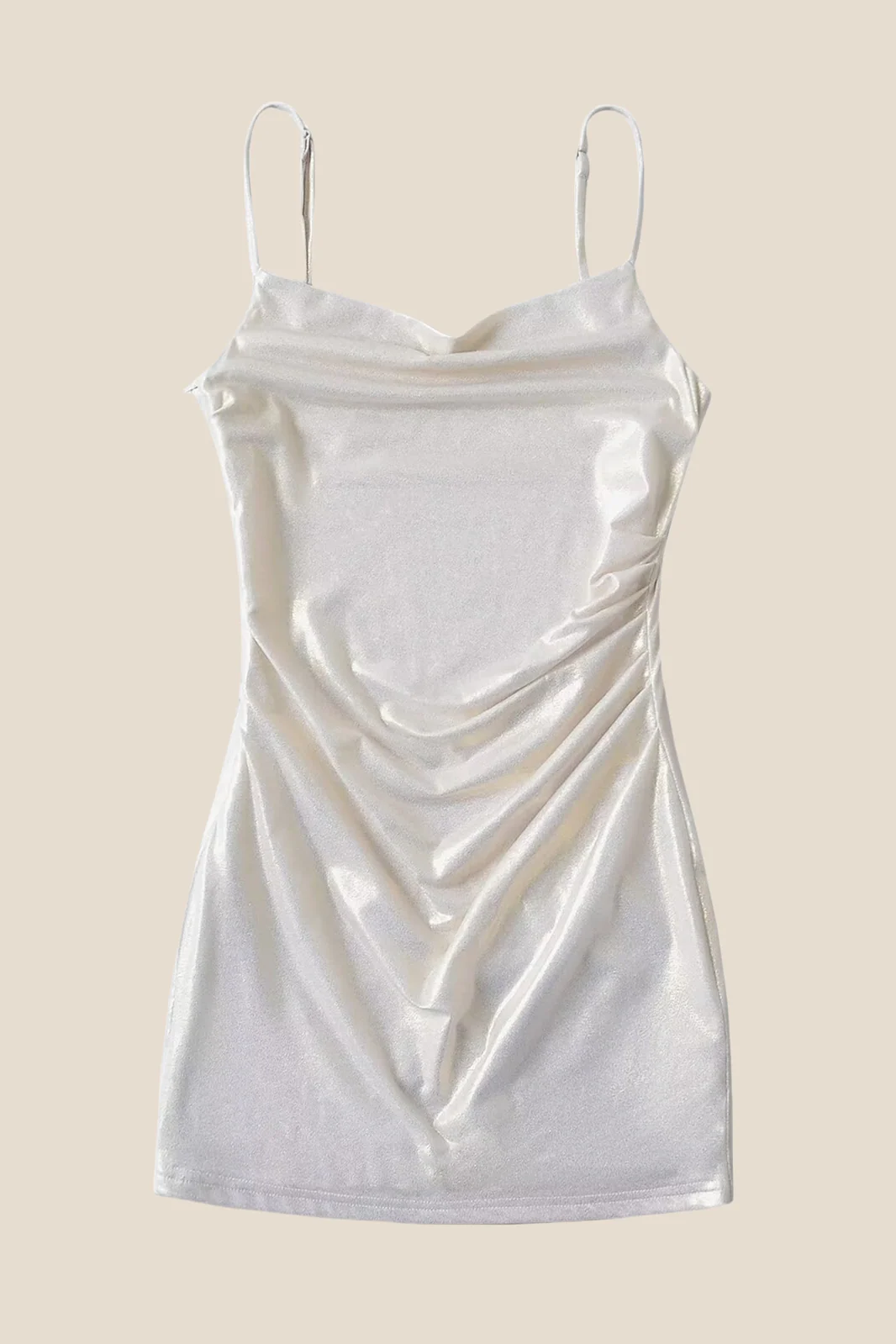 Straps Champagne Ruched Tight Short Dress - Image 8