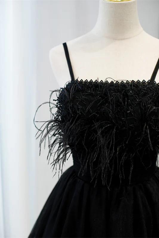 Straps Feather Pink Tulle Short Homecoming Dress - Image 5