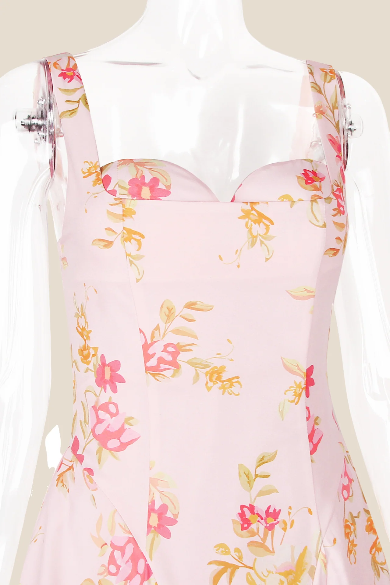 Straps Floral Print A-line Short Dress - Image 3