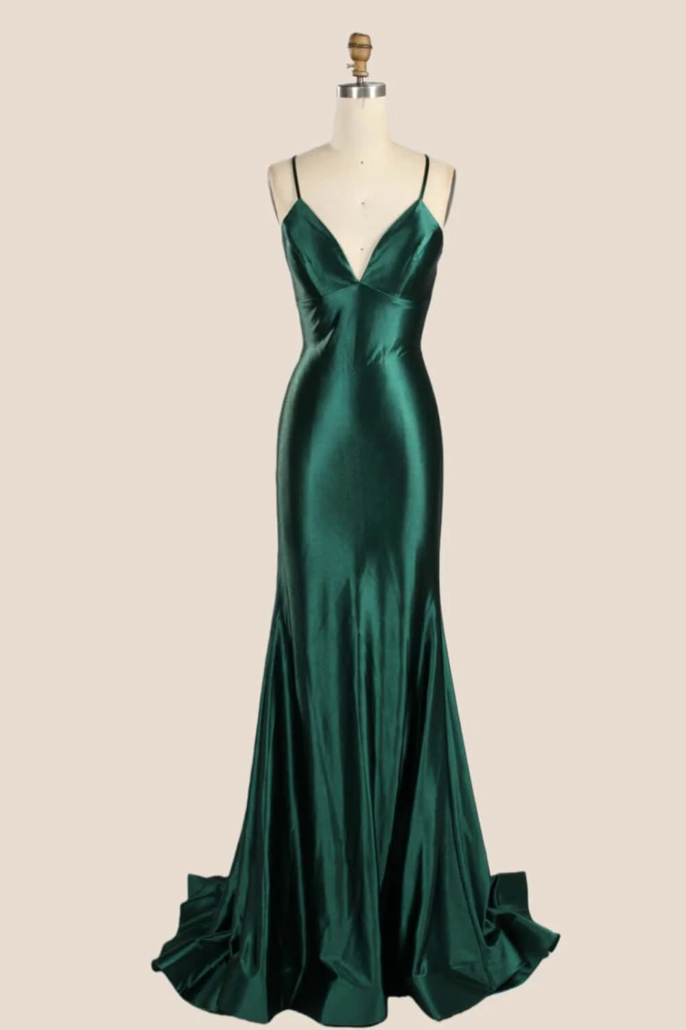 Straps Fuchsia Satin Memaid Long Formal Dress - Image 5