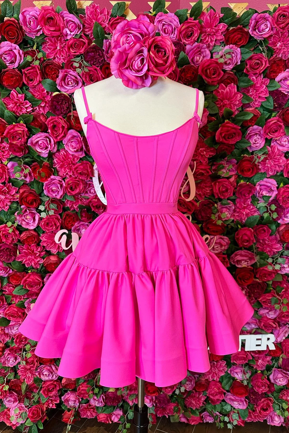 Straps Barbie Pink A-line Short Princess Dress - Image 2