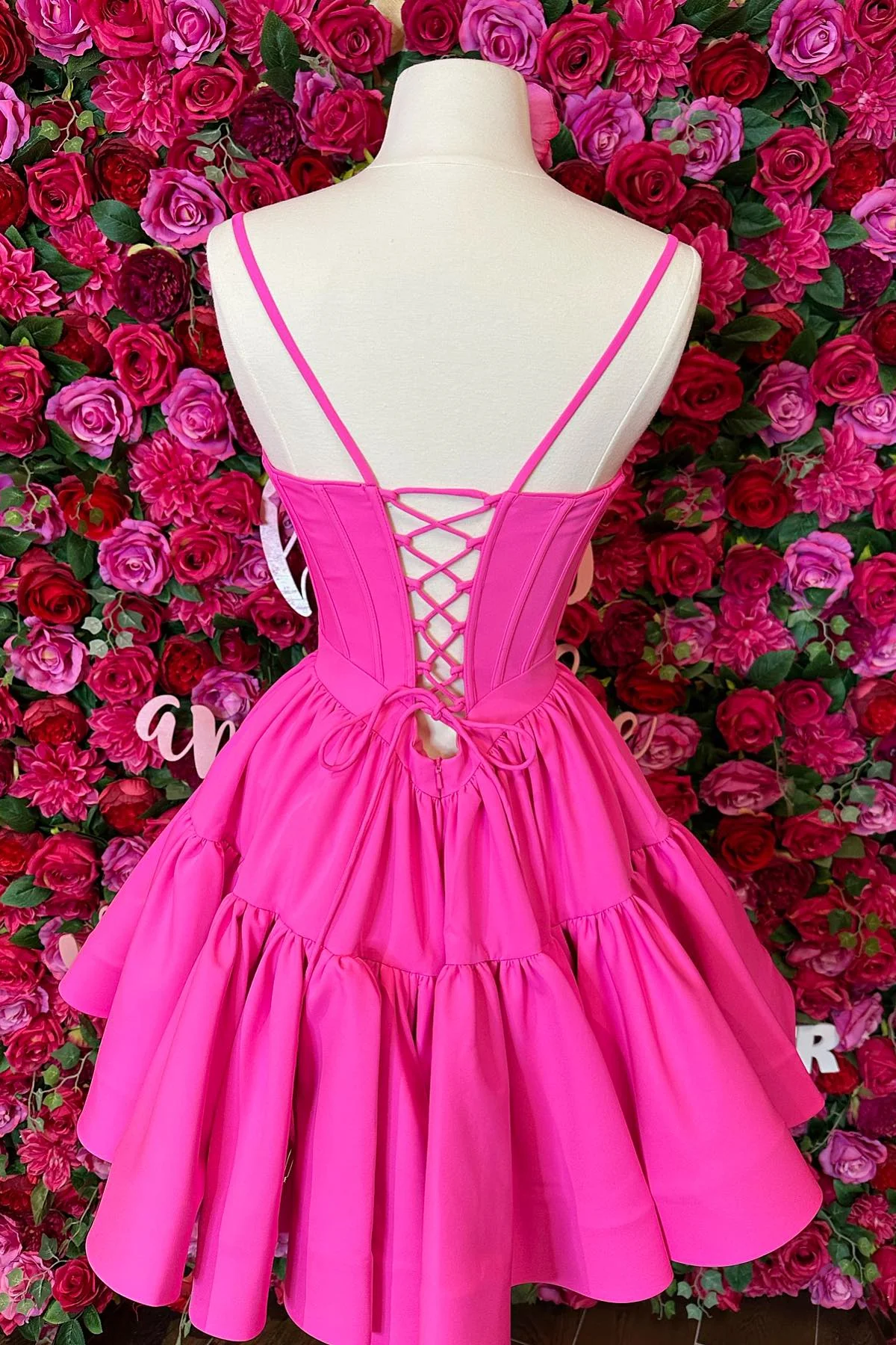 Straps Barbie Pink A-line Short Princess Dress - Image 3