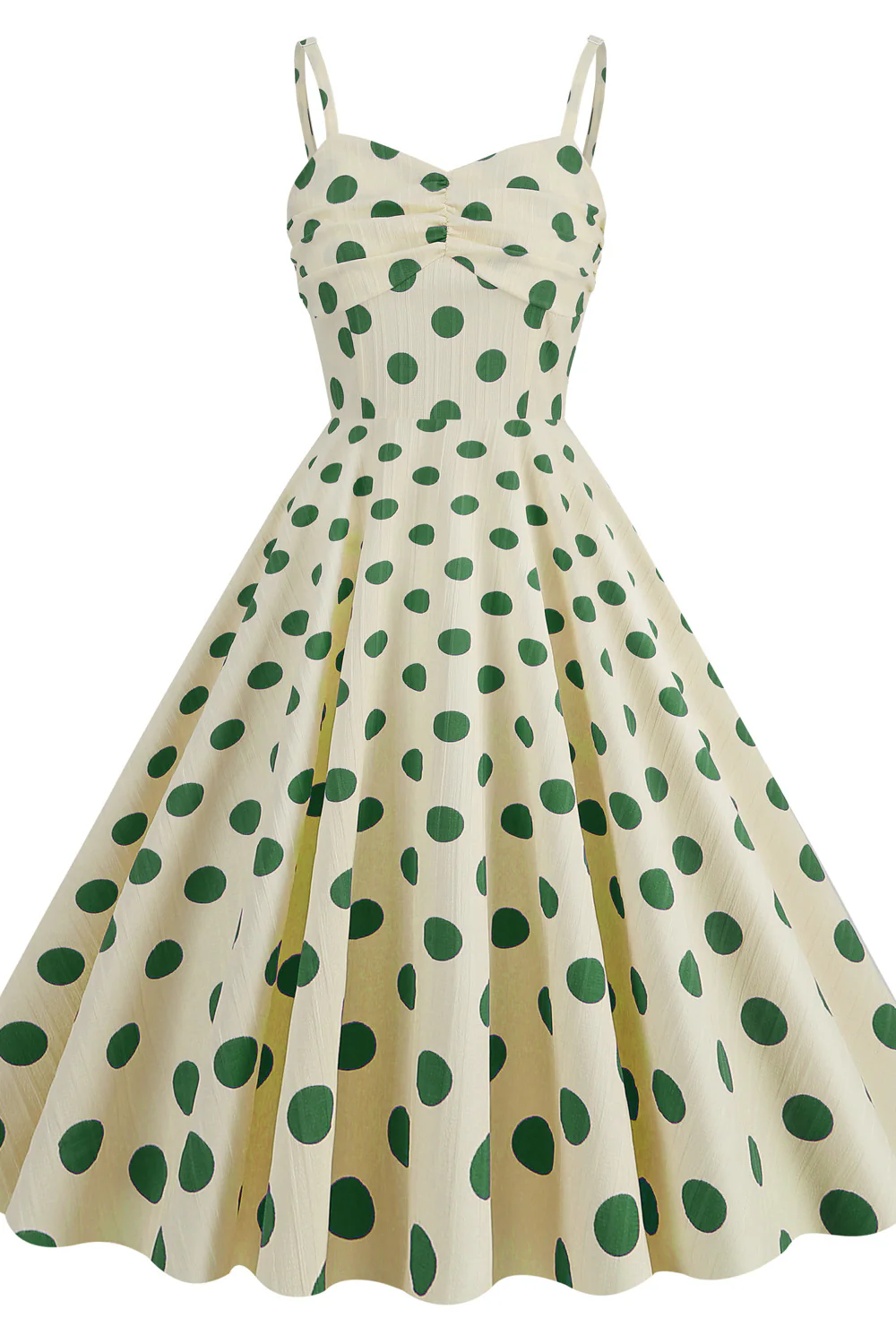 Straps Ivory and Red Polk Dots Swing Dress - Image 4