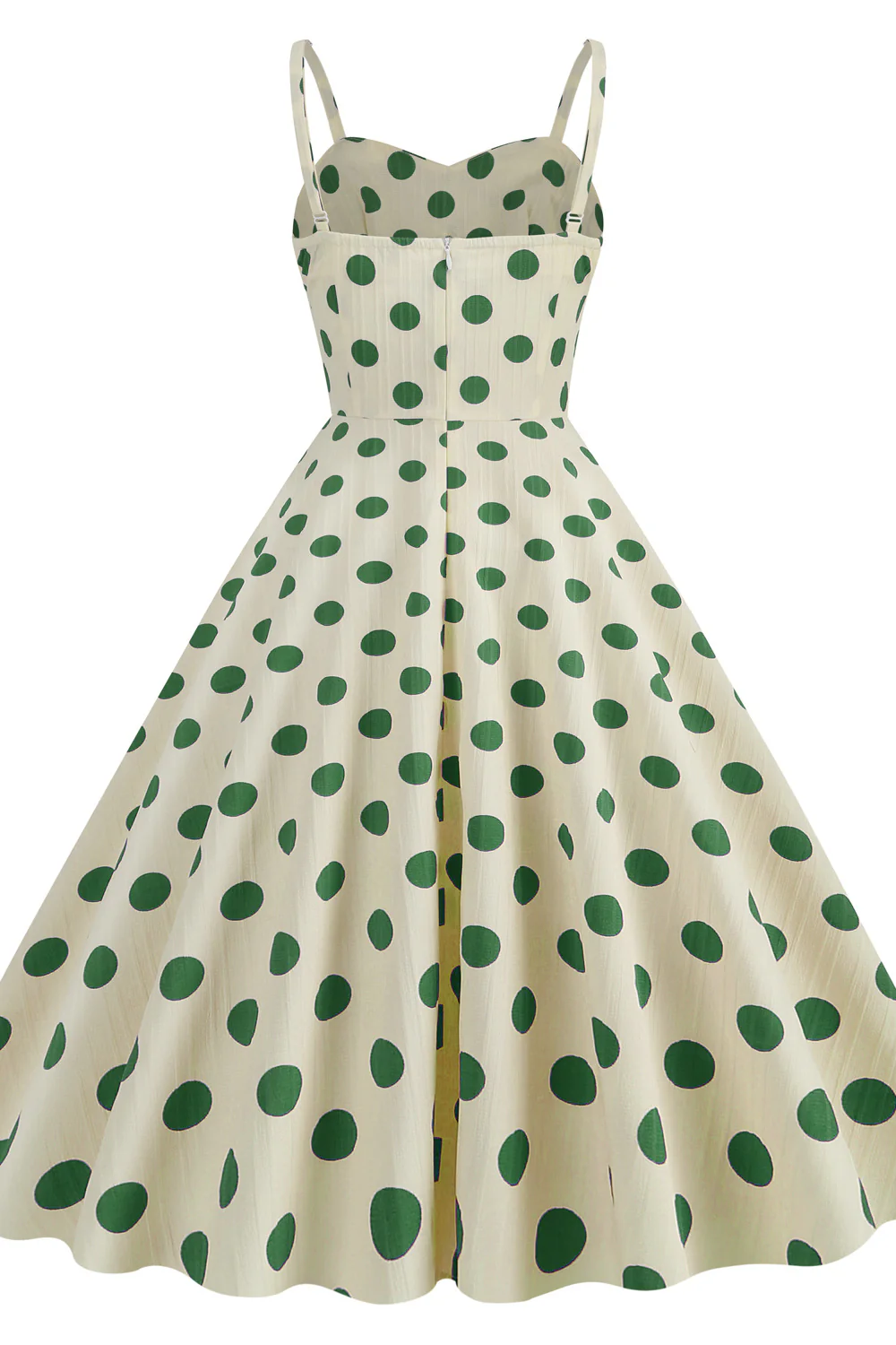 Straps Ivory and Red Polk Dots Swing Dress - Image 5
