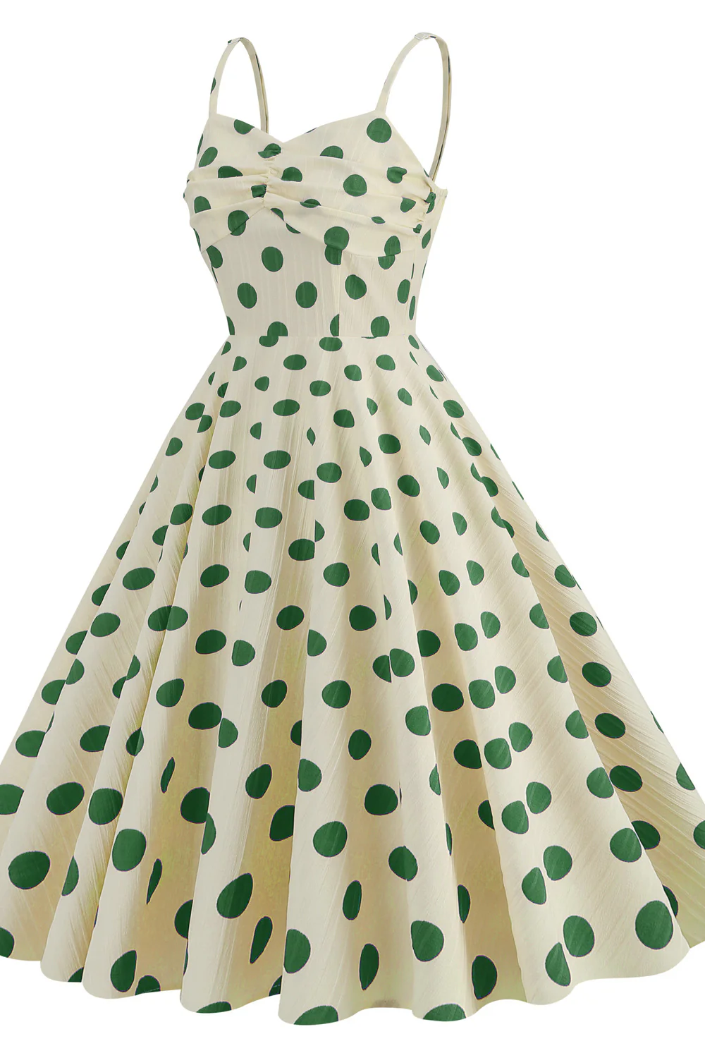 Straps Ivory and Red Polk Dots Swing Dress - Image 6