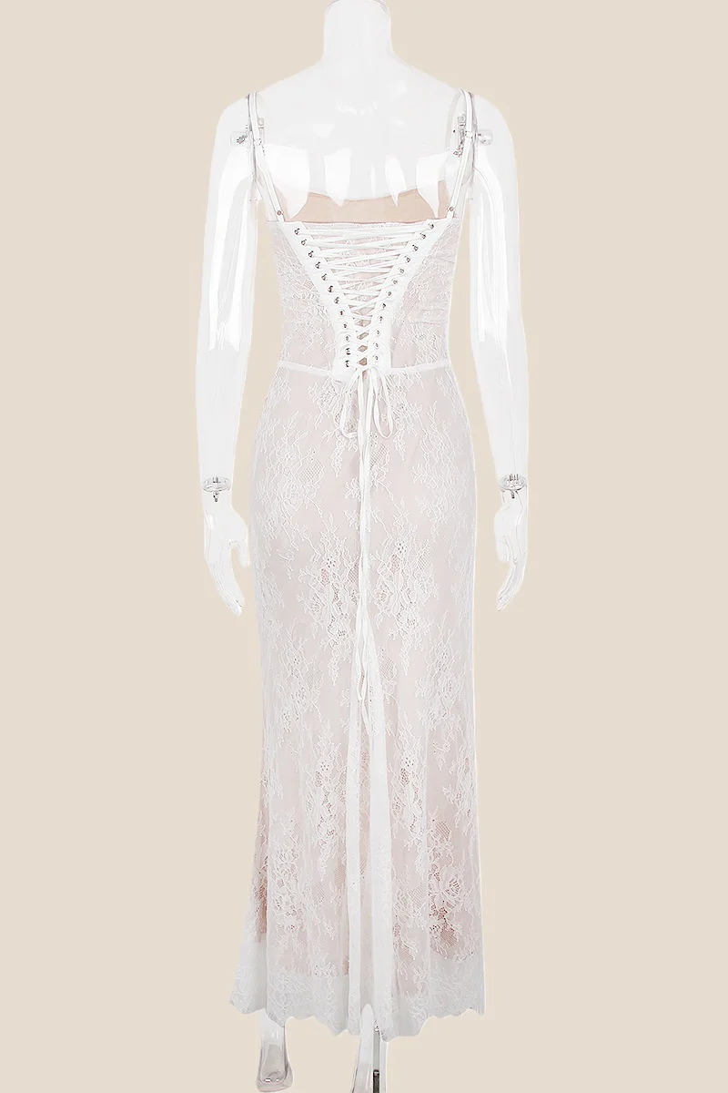 Straps Black Lace Fitted Party Dress - Image 5