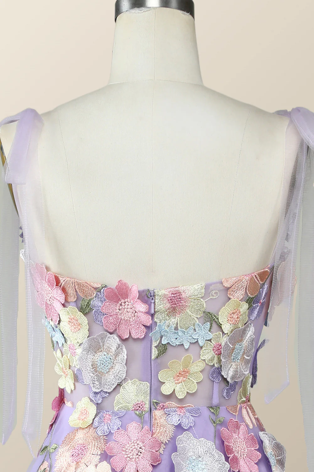Straps Lavender 3D Flower Midi Dress - Image 6