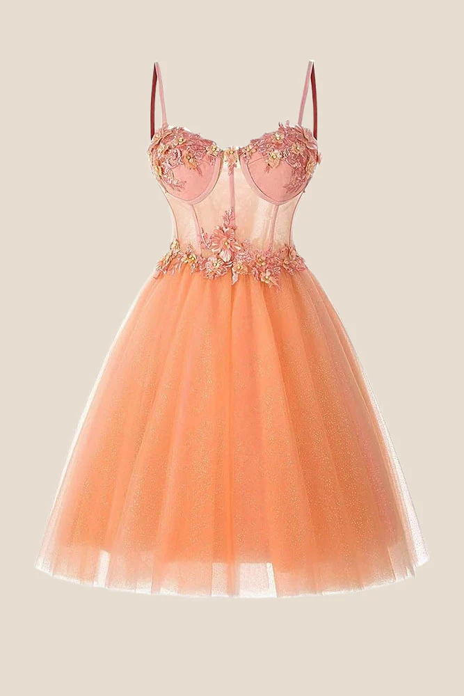 Straps Lavender Appliques Sparkle Tulle Short Dress - Image 7