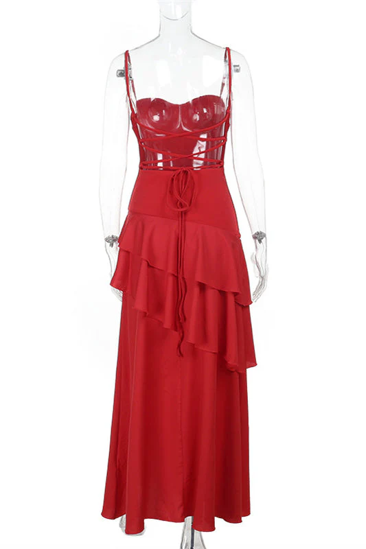 Light Blue Chiffon Tiered Maxi Dress - Image 3